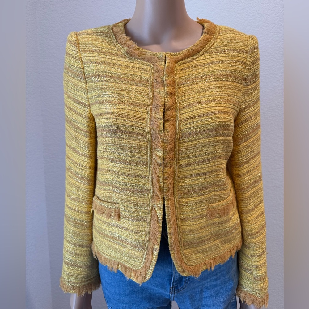 Alice + Olivia yellow Fringed Women's Jacket